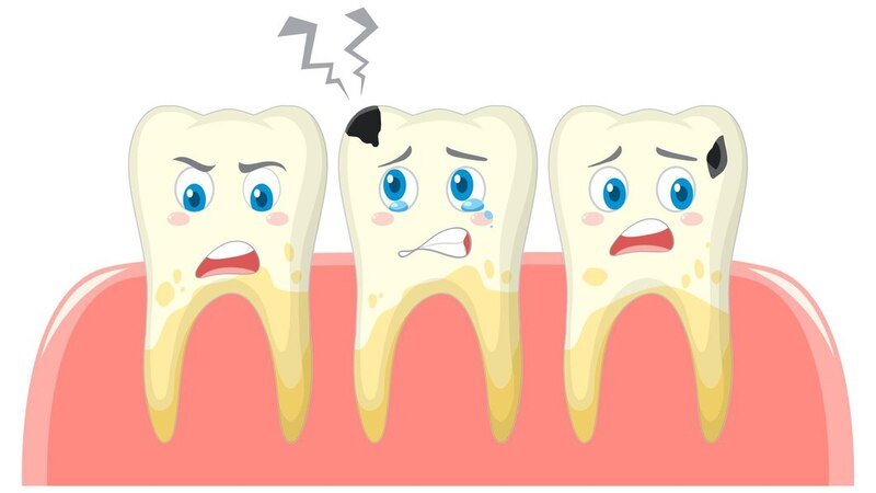 tooth split in half vertically